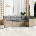 5-tlg. Garten-Sofagarnitur mit Kissen Beige Poly Rattan