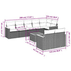 9-tlg. Garten-Sofagarnitur mit Kissen Schwarz Poly Rattan