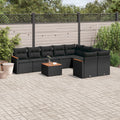 10-tlg. Garten-Sofagarnitur mit Kissen Schwarz Poly Rattan
