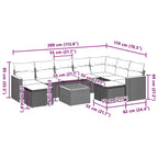 10-tlg. Garten-Sofagarnitur mit Kissen Grau Poly Rattan