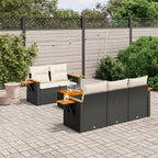 6-tlg. Garten-Sofagarnitur mit Kissen Schwarz Poly Rattan