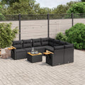 9-tlg. Garten-Sofagarnitur mit Kissen Schwarz Poly Rattan