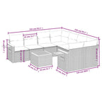 9-tlg. Garten-Sofagarnitur mit Kissen Beige Poly Rattan