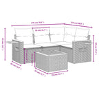 5-tlg. Garten-Sofagarnitur mit Kissen Grau Poly Rattan