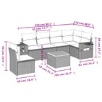 7-tlg. Garten-Sofagarnitur mit Kissen Schwarz Poly Rattan