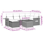 7-tlg. Garten-Sofagarnitur mit Kissen Schwarz Poly Rattan