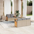 6-tlg. Garten-Sofagarnitur mit Kissen Beige Poly Rattan