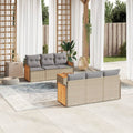 7-tlg. Garten-Sofagarnitur mit Kissen Beige Poly Rattan