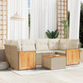 7-tlg. Garten-Sofagarnitur mit Kissen Beige Poly Rattan