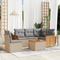 6-tlg. Garten-Sofagarnitur mit Kissen Beige Poly Rattan