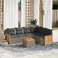 7-tlg. Garten-Sofagarnitur mit Kissen Grau Poly Rattan