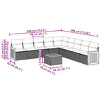 10-tlg. Garten-Sofagarnitur mit Kissen Schwarz Poly Rattan