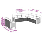 9-tlg. Garten-Sofagarnitur mit Kissen Schwarz Poly Rattan