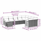 10-tlg. Garten-Sofagarnitur mit Kissen Schwarz Poly Rattan