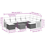10-tlg. Garten-Sofagarnitur mit Kissen Grau Poly Rattan