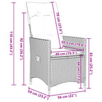 7-tlg. Garten-Essgruppe mit Kissen Grau Poly Rattan
