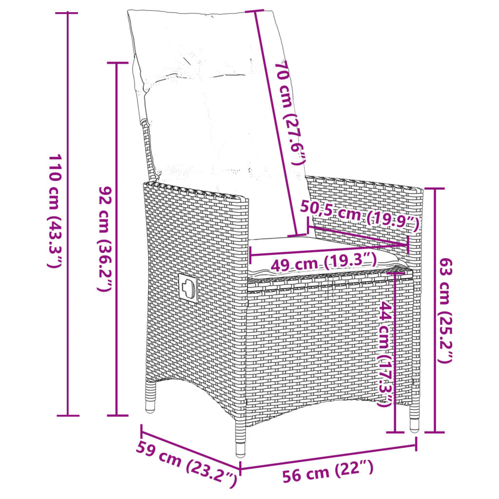 7-tlg. Garten-Essgruppe mit Kissen Grau Poly Rattan
