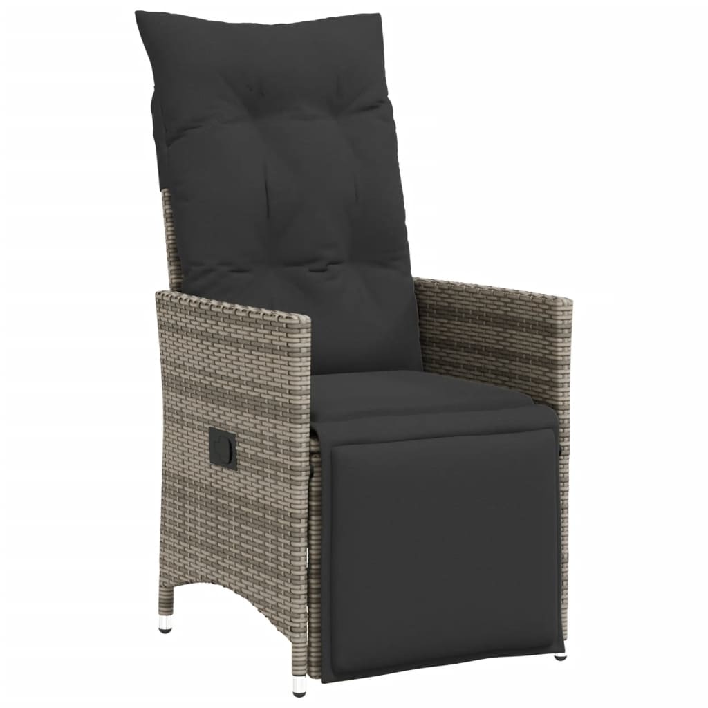 9-tlg. Garten-Essgruppe mit Kissen Grau Poly Rattan