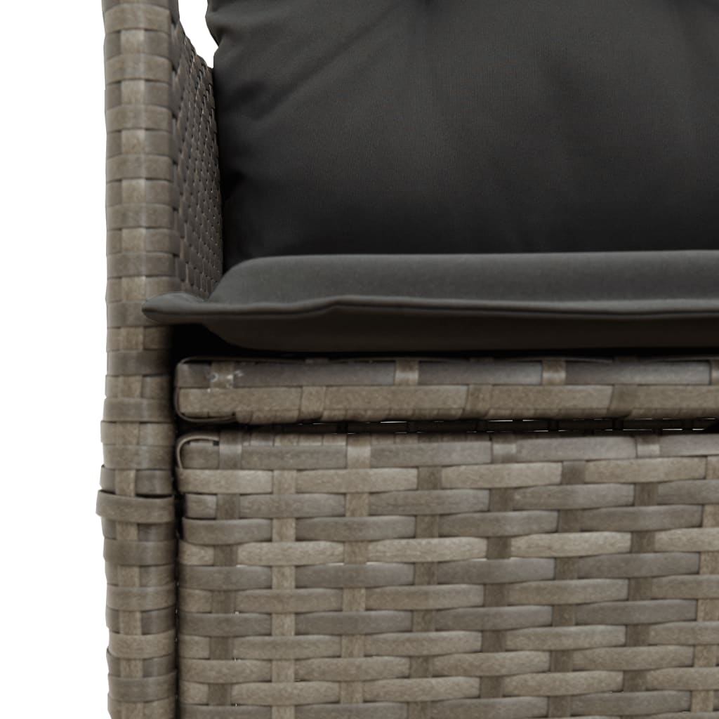 9-tlg. Garten-Essgruppe mit Kissen Grau Poly Rattan