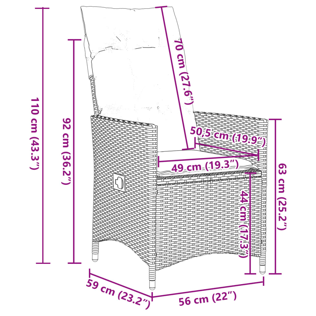 9-tlg. Garten-Essgruppe mit Kissen Grau Poly Rattan