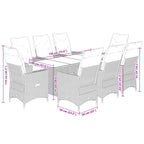 9-tlg. Garten-Essgruppe mit Kissen Grau Poly Rattan