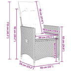 7-tlg. Garten-Essgruppe mit Kissen Braun Poly Rattan