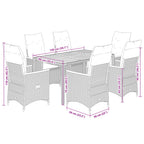 7-tlg. Garten-Essgruppe mit Kissen Schwarz Poly Rattan