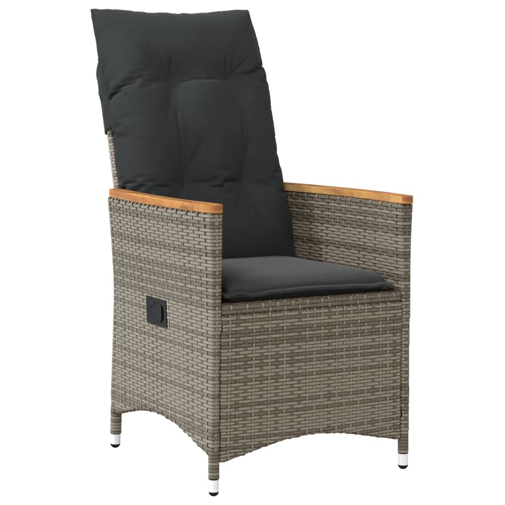 5-tlg. Garten-Essgruppe mit Kissen Grau Poly Rattan