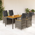 5-tlg. Garten-Essgruppe mit Kissen Grau Poly Rattan