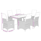 7-tlg. Garten-Essgruppe mit Kissen Schwarz Poly Rattan