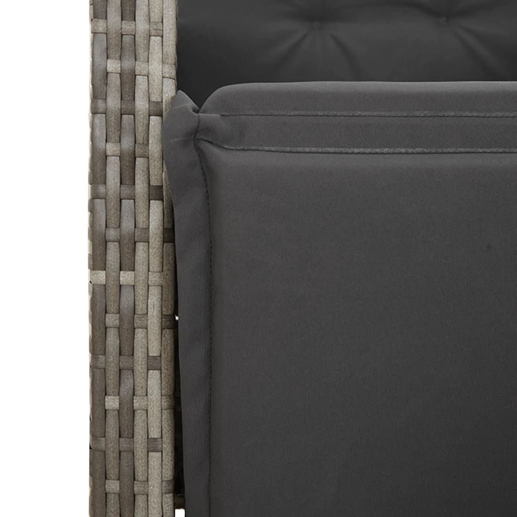 5-tlg. Garten-Bistro-Set mit Kissen Grau Poly Rattan