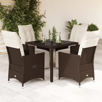 5-tlg. Garten-Bistro-Set mit Kissen Braun Poly Rattan