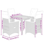 5-tlg. Garten-Bistro-Set mit Kissen Schwarz Poly Rattan