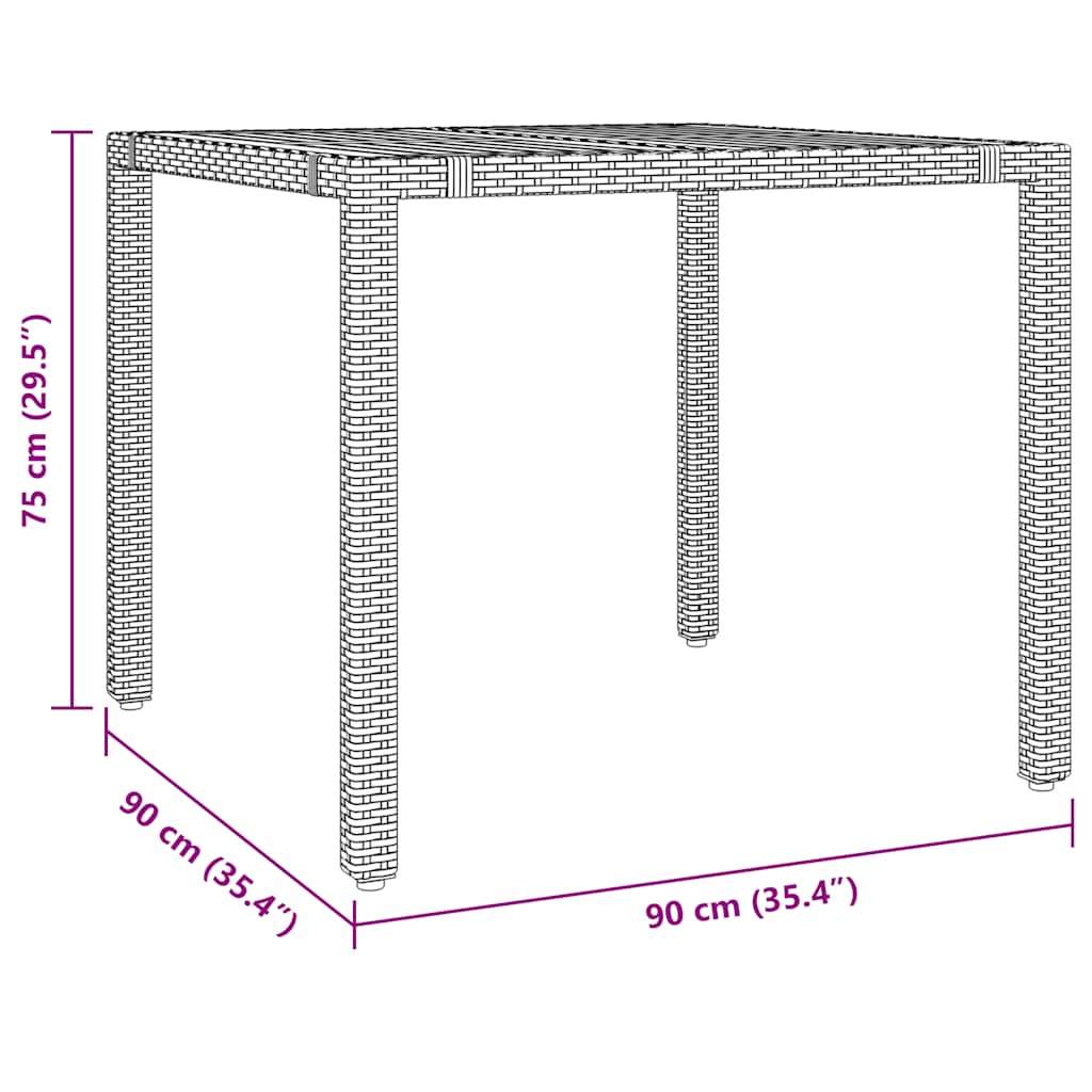 3-tlg. Garten-Bistro-Set mit Kissen Schwarz Poly Rattan