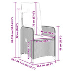 3-tlg. Garten-Bistro-Set mit Kissen Braun Poly Rattan