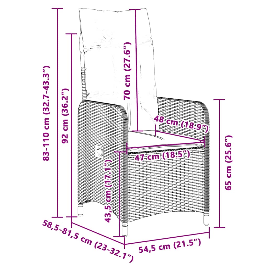 5-tlg. Garten-Bistro-Set mit Kissen Braun Poly Rattan