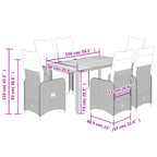 7-tlg. Garten-Bistro-Set mit Kissen Schwarz Poly Rattan