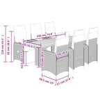 7-tlg. Garten-Bistro-Set mit Kissen Schwarz Poly Rattan