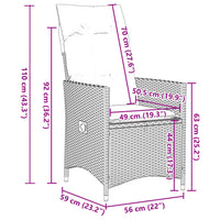 11-tlg. Garten-Bistro-Set mit Kissen Schwarz Poly Rattan