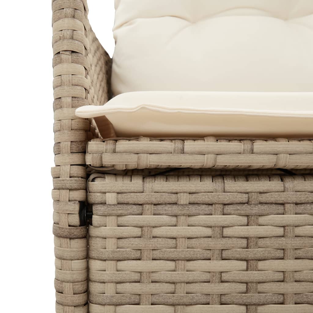 9-tlg. Garten-Bistro-Set mit Kissen Beige Poly Rattan