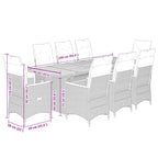 9-tlg. Garten-Bistro-Set mit Kissen Grau Poly Rattan