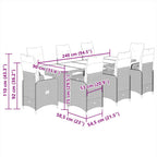 9-tlg. Garten-Bistro-Set mit Kissen Braun Poly Rattan