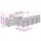 11-tlg. Garten-Bistro-Set mit Kissen Braun Poly Rattan