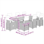9-tlg. Garten-Bistro-Set mit Kissen Schwarz Poly Rattan