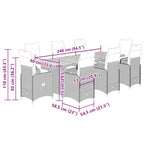 9-tlg. Garten-Bistro-Set mit Kissen Schwarz Poly Rattan