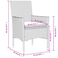 5-tlg. Garten-Essgruppe mit Kissen Schwarz Poly Rattan und Glas