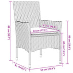 3-tlg. Garten-Essgruppe mit Kissen Schwarz Poly Rattan Glas