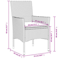 3-tlg. Garten-Essgruppe mit Kissen Schwarz Poly Rattan Glas