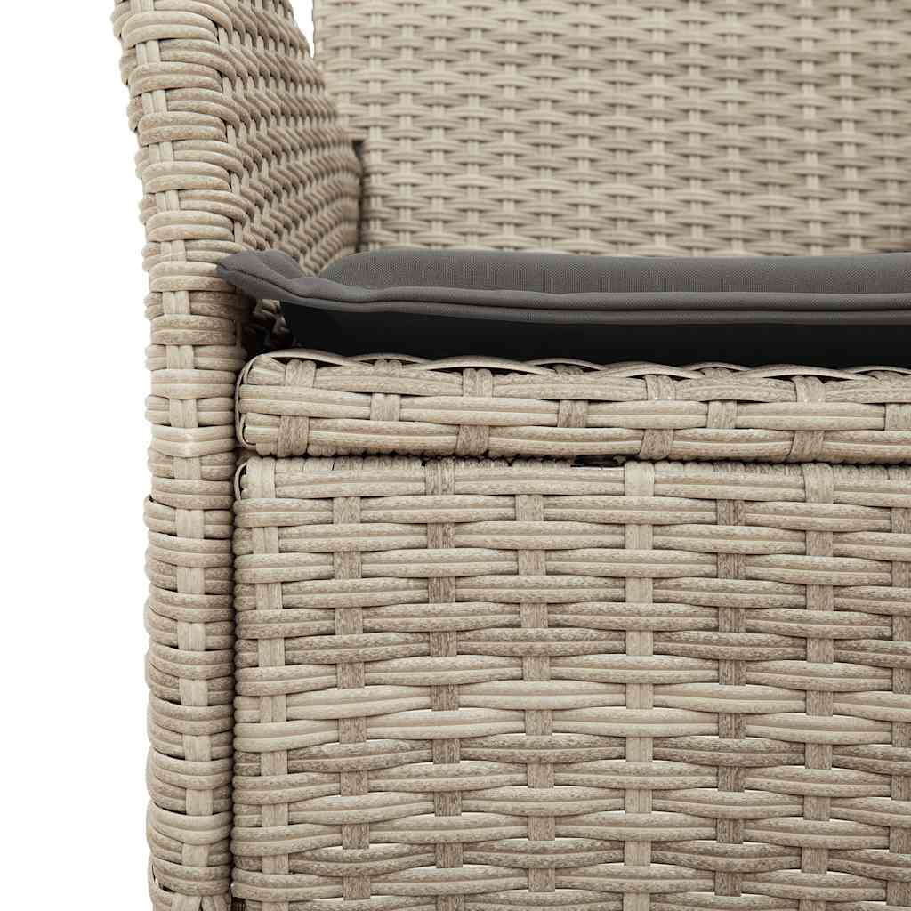 5-tlg. Garten-Essgruppe mit Kissen Hellgrau Poly Rattan Glas