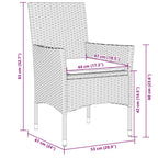 5-tlg. Garten-Essgruppe mit Kissen Hellgrau Poly Rattan Glas